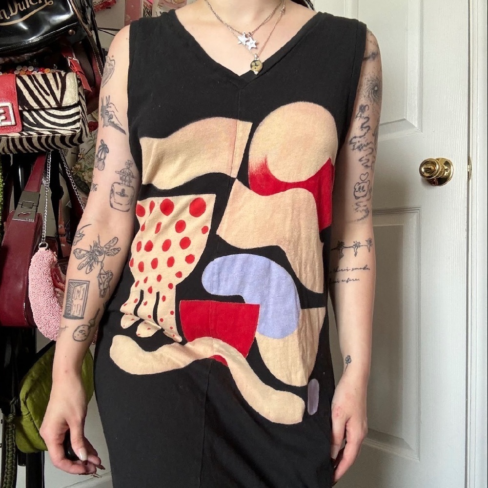 BZR BLACK ABSTRACT MAXI DRESS MEDIUM - Picture 2 of 4